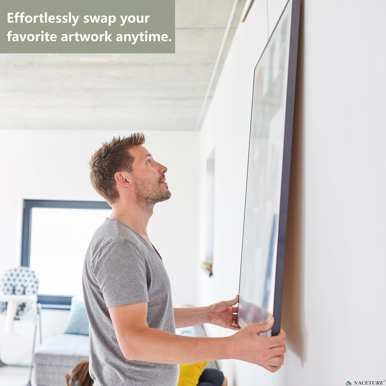 Picture Rail Hanging System- Innovative Art Hanging Rail System Including 4 Pcs 24" Picture Rails, 4 Pcs 2M Picture Rail Hooks & Installation Hardware- Elegant Picture Hanging Kit for Gallery image number 1