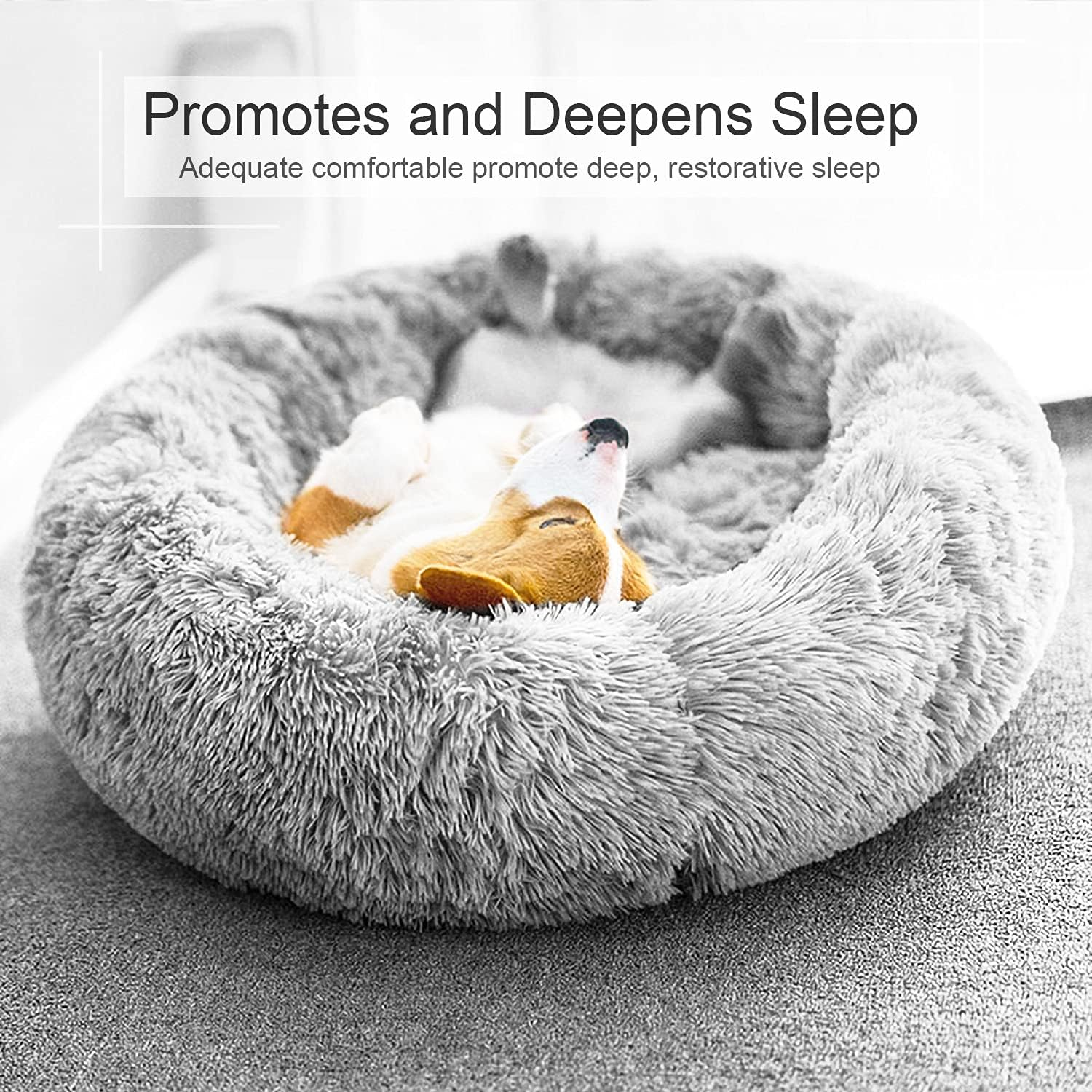 Dog Bed, Cat Calming Bed, Faux Fur Pillow Pet Donut Cuddler round Plush Bed for Large Medium Small Dogs and Cats image number 4