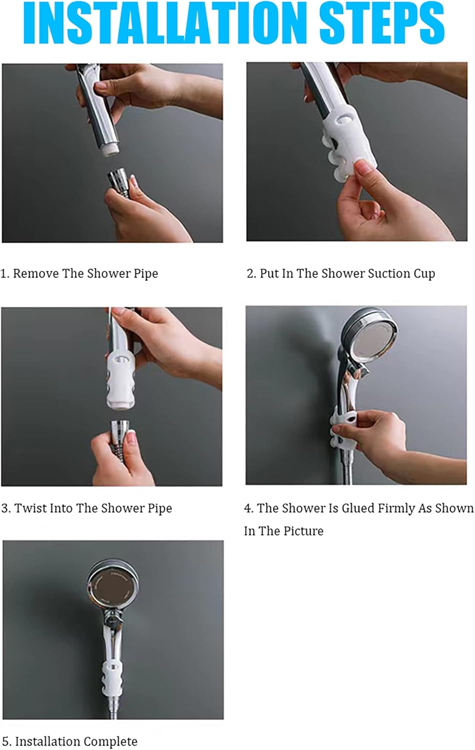 Silicone Shower Bracket Shower Head Holder, Tunghey Shower Head Suction Cup Holder Silicone Relocatable Wall Shower Head Holder without Drilling Adhesive Mount Bracket for Kid Adult (2Pack) image number 1