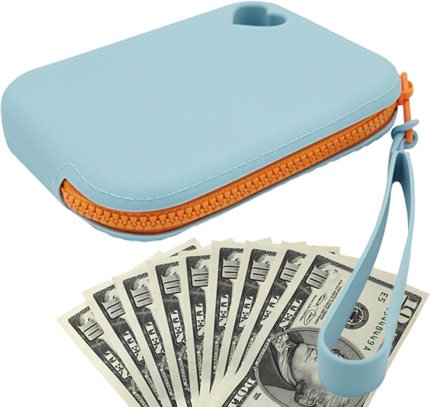 Silicone Silicone-Cosmetic Pocket, Waterproof Wallet | Portable Makeup Storage Bag, Small Cosmetic Travel Bag with Zipper for Women, Cosmetic Bag In, Light Blue, Fare Riferimento Alla Descrizione image number 2