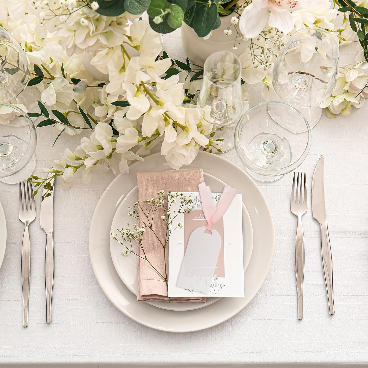 Xinghonyac 30 Pcs Frosted Acrylic Wedding Card, Arch Blank Wedding Decoration Seating Cards with Ribbon, DIY Place Cards, Decor Acrylic Name Tag for Table Setting Wedding, Dinner Parties Guest Name image number 4