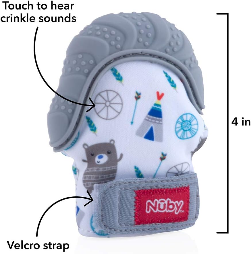 Nuby Teething Mitt, Grey image number 3