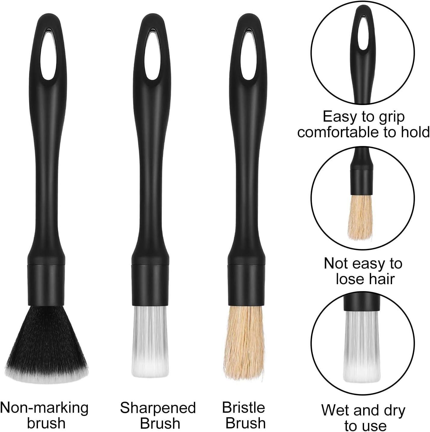 Pack of 8 Car Detailing Brush, Cleaning Brush, Car Interior Cleaning Soft Brush, Dust Removal Brush for Car Interior, Motorcycle, Alloy Wheels, Furniture image number 5