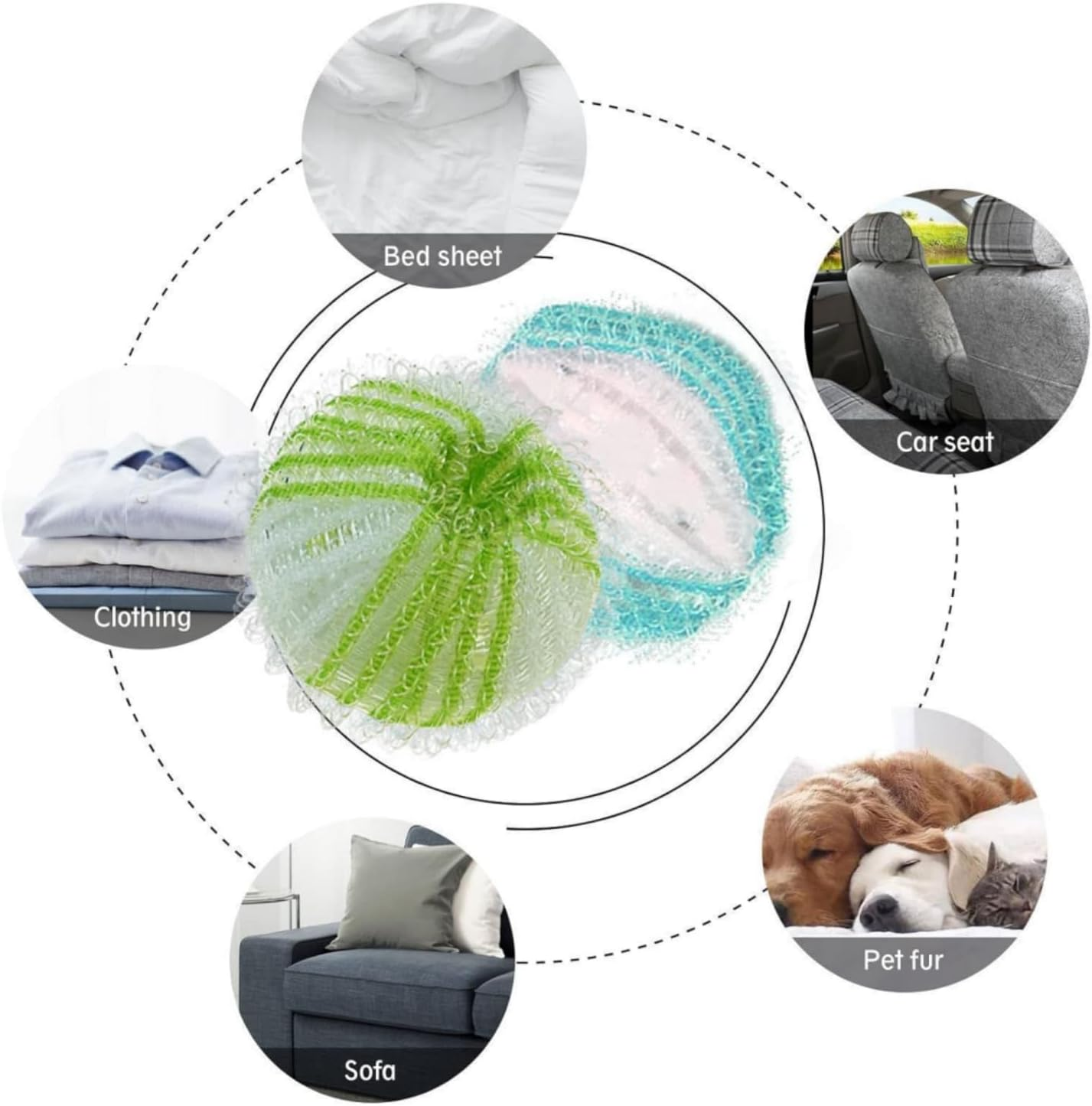 MILIOG 8PCS Pet Hair Remover Balls for Laundry - Reusable Nylon Lint Catcher, Anti-Winding Laundry Balls for Washing Machine & Dryer, Fur Trap for Clothes, Bedding, Sofa (Visible Hair Removal) image number 6