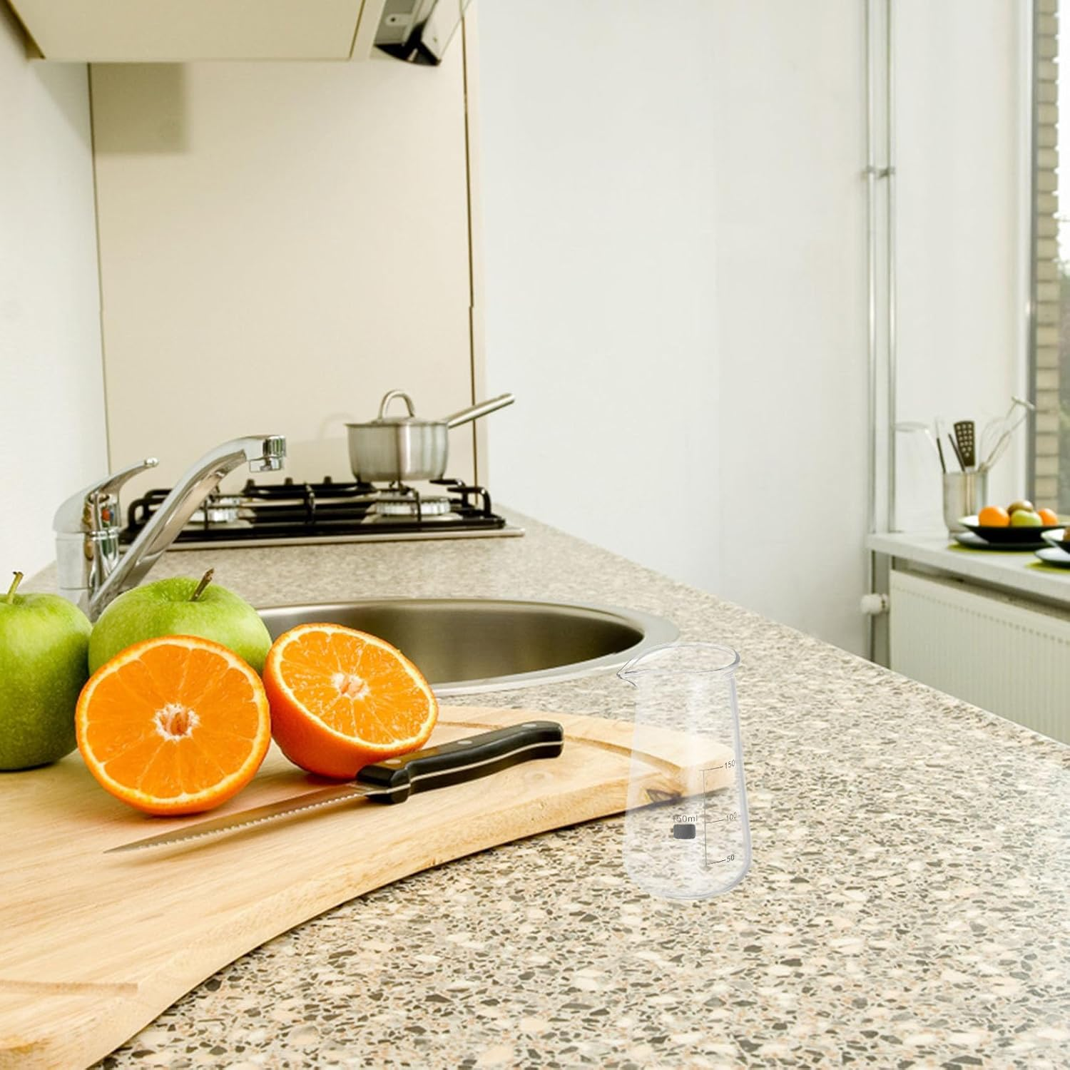 Veemoon Glass Milk Frothing Pitcher with Scale, Small Capacity Espresso Milk Measuring Cup Jug for Coffee and Latte, image number 1