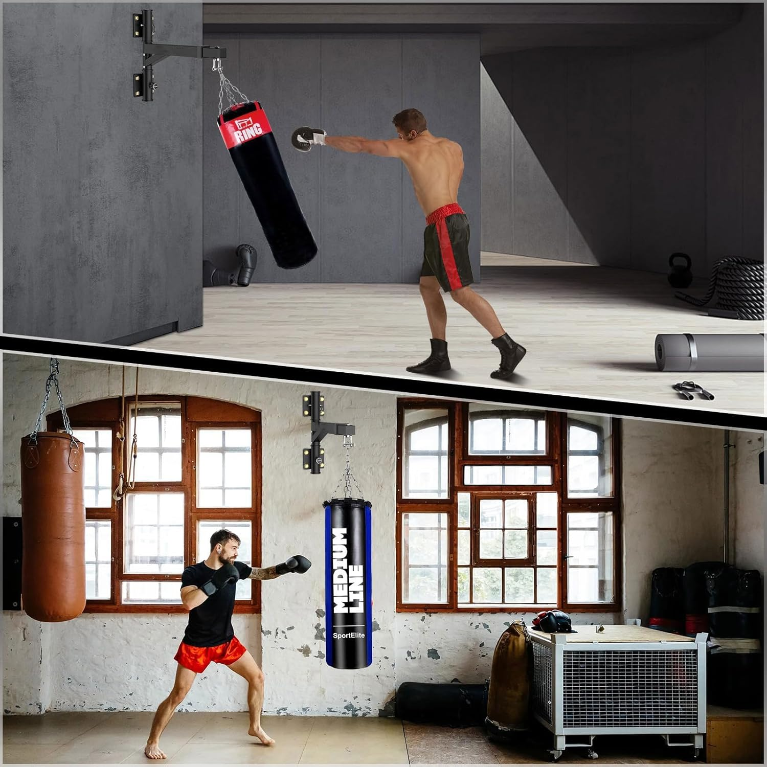 Homodoskey Heavy Bag Hanger - Wall Mount Punching Bag Hanger, Adjustable Heavy-Duty Boxing Bag Wall Bracket, Punching Bag Mount Stand for Home or Gym, for Kickboxing Bag, Muay Thai Bag,Etc