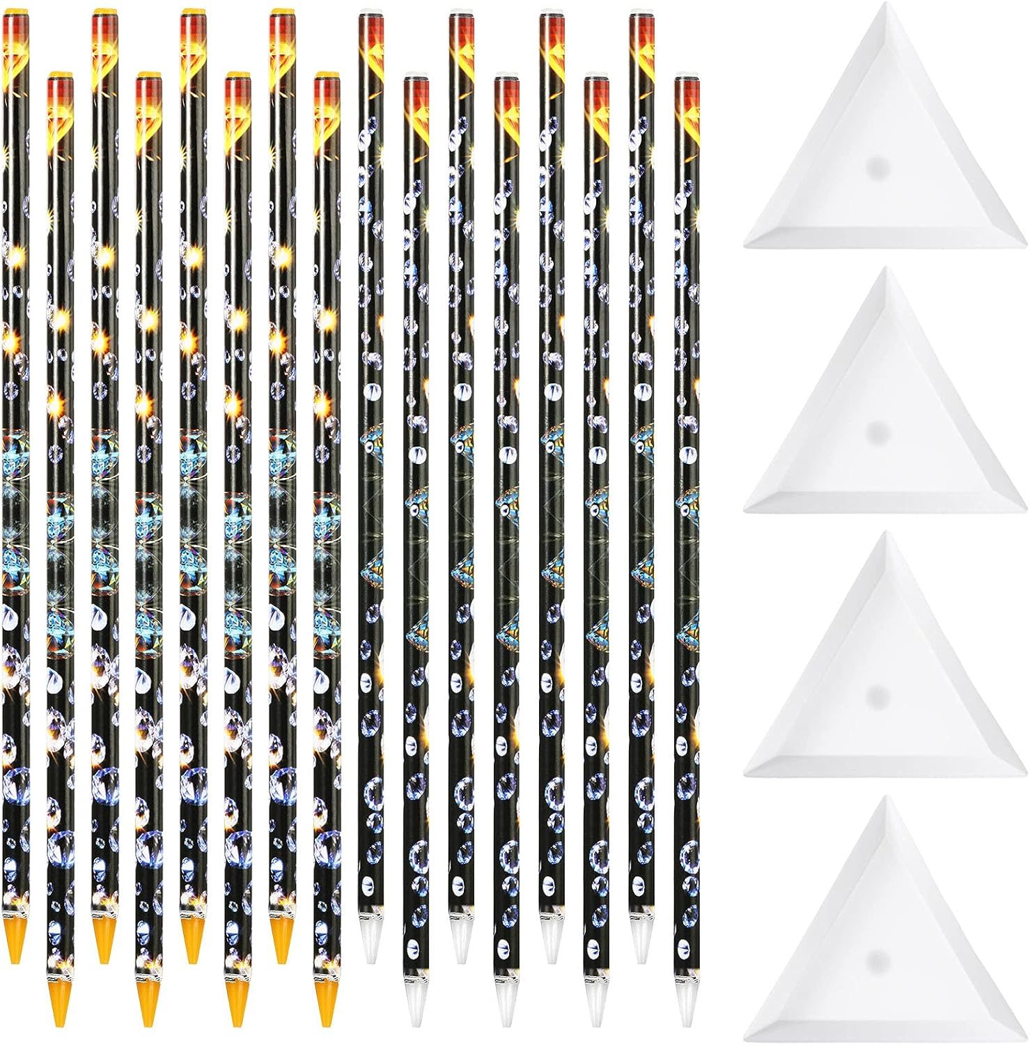 20 Pcs Rhinestone Picker Pen Set, 16 Yellow and White Self Adhesive Nail Dotting Wax Pen with 4 Triangular Bead Separator, Crystal Pick up Tools for Nail Art Diamond Painting image number 2