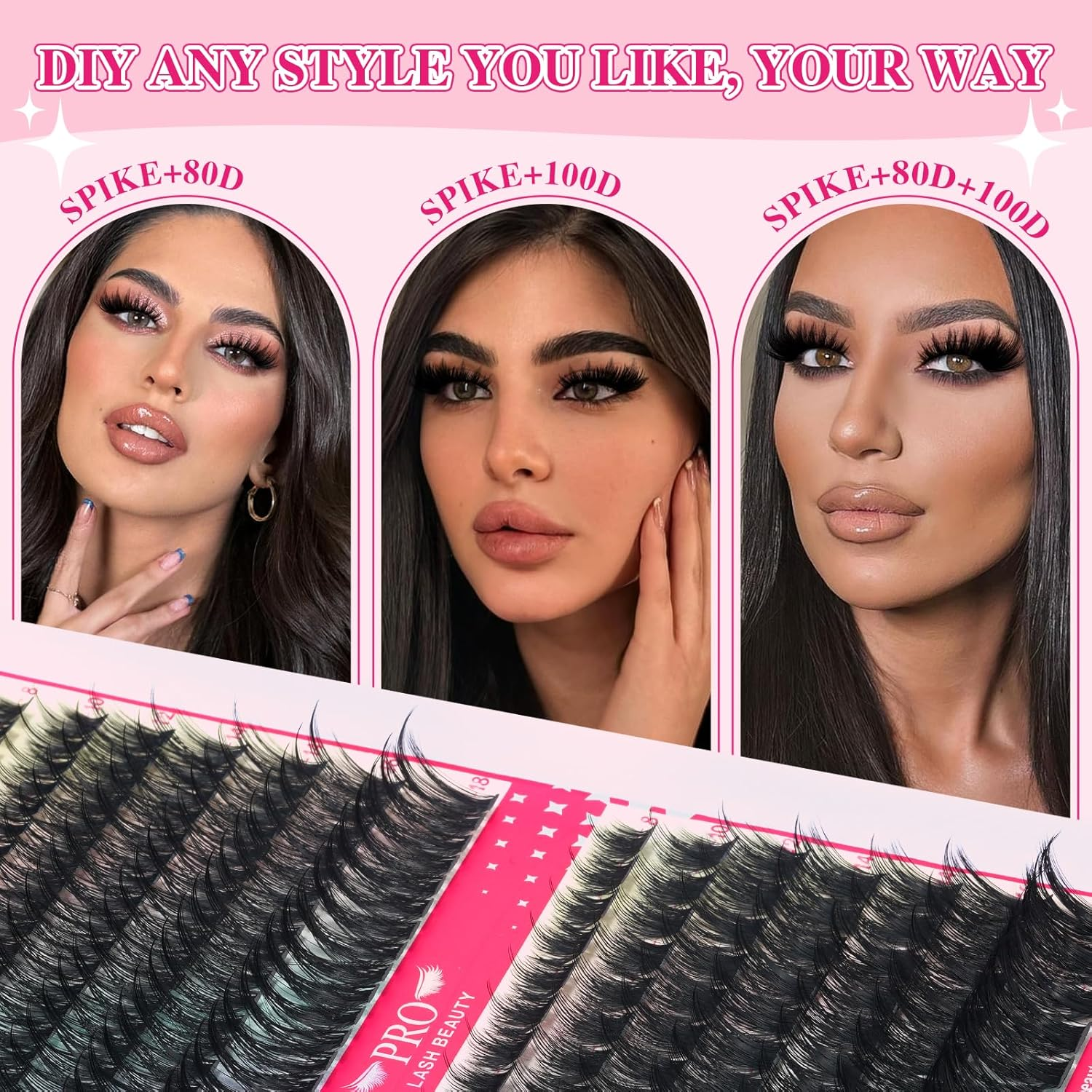 PROLASHBEAUTY Spiky Lash Clusters Manga Lash Clusters Kit C-Curl 80D 100D(C-80D+100D, 8-18Mix) image number 6