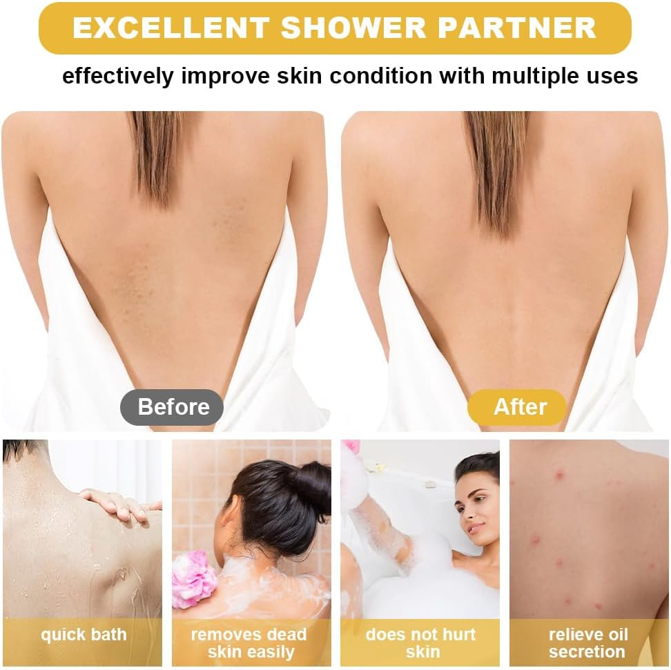 AYBUY Back Scrubber, Exfoliating Back Scrubber for Shower, Remove Dead Skin Body Scrub, Back Washing Aid for Ginger Yellow - Ginger Yellow image number 3