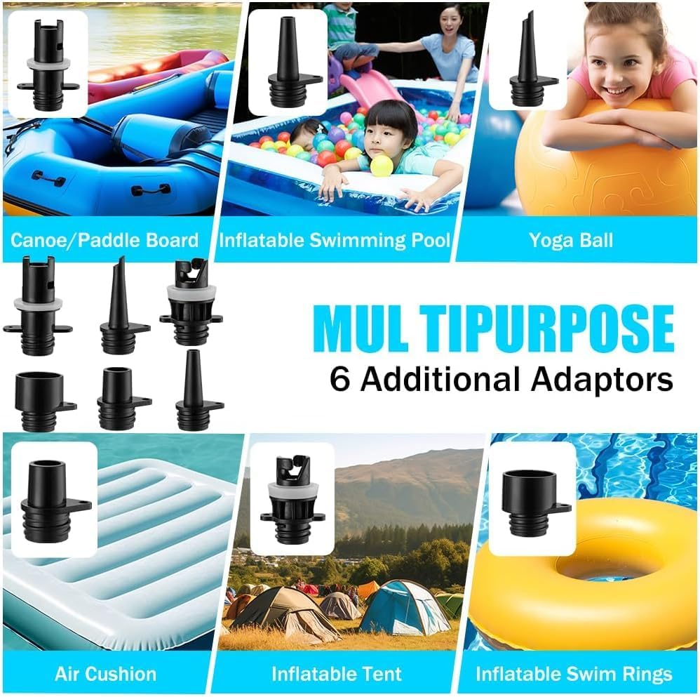 B-Qtech 12000Mah Electric Paddle Board Pump SUP Pump Rechargeable, 20PSI High Pressure with Dual Stage Inflator/Deflator, 12V DC Car Connector for Kayak, Wing, Tent, Boat