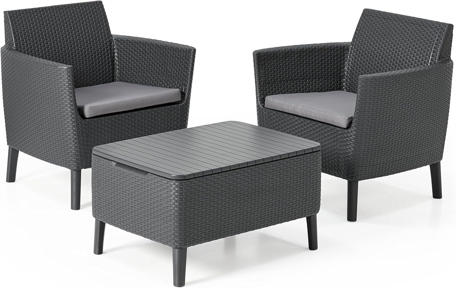 Keter 006 Salemo 2 Chair and Table Balcony Set, Graphite/Cool Grey