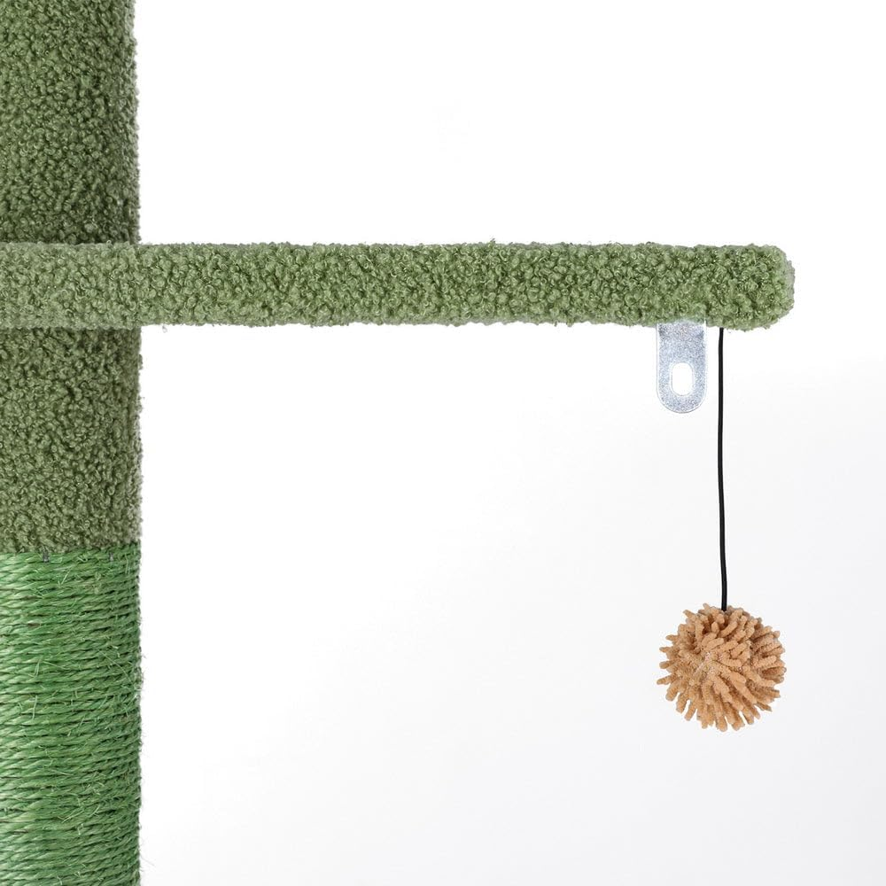 I.Pet Cat Tree Floor to Ceiling, 290Cm Cat Scratching Post, 5-Tier Cat Tower with Condo & Hammock Bed, Play Towers & Trees for Cats Indoor, Easy to Install, Green image number 6