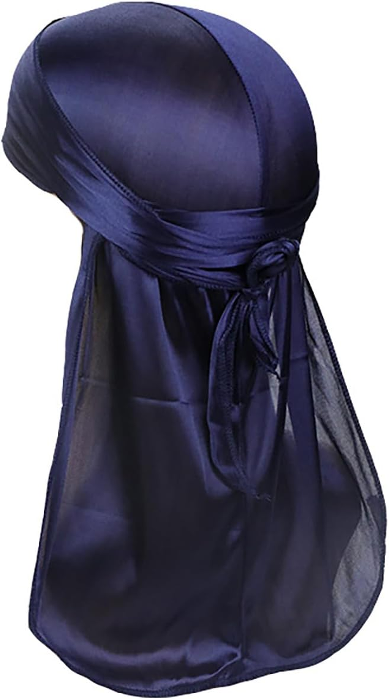 TOPTIE Silky Durag Headwraps, Extra Long Tail Wide Straps for 360 Waves Do-Rag - Black image number 6