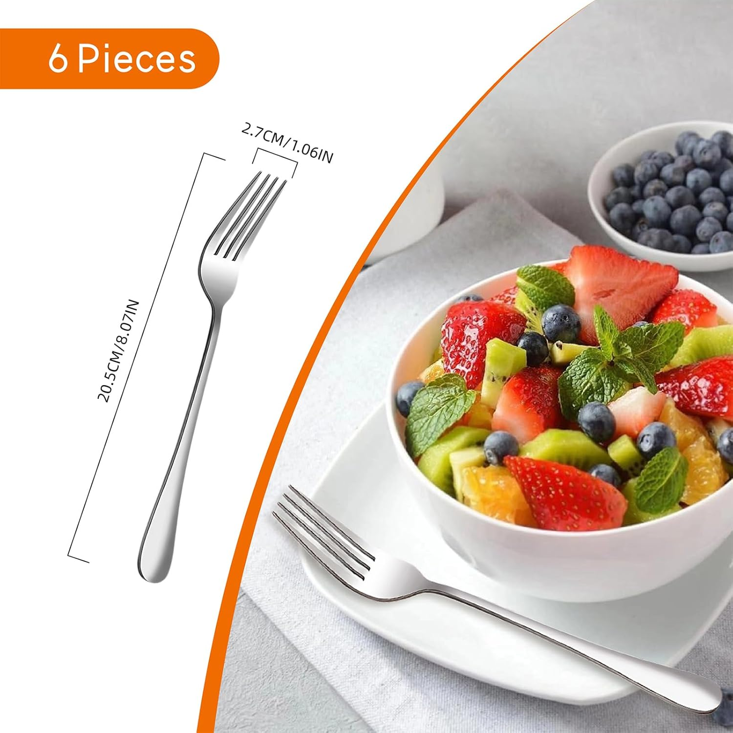 Tiokin Dinner Forks Set, Set of 12 Food Grade Stainless Steel Silverware Forks (20.5 Cm),Table Forks,Flatware Forks,Mirror Finish Dishwasher Safe,Use for Home,Kitchen or Restaurant image number 4