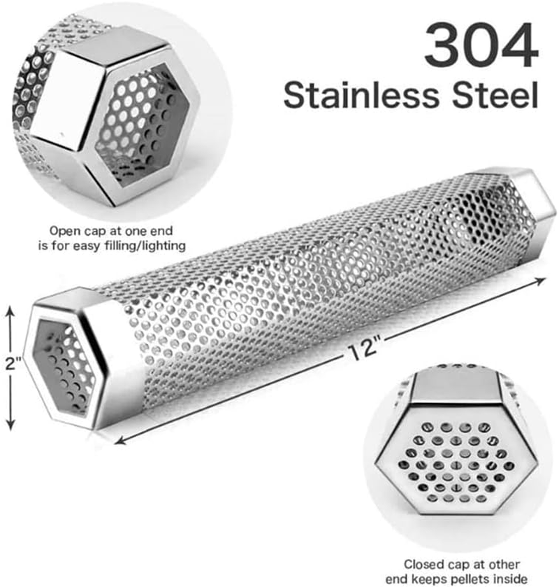 Hexagon BBQ Smoker Tube Stainless Steel Grill Accessory Smoking Box Long Lasting, 6"/12" Sizes, Ideal for All Grill Types image number 5