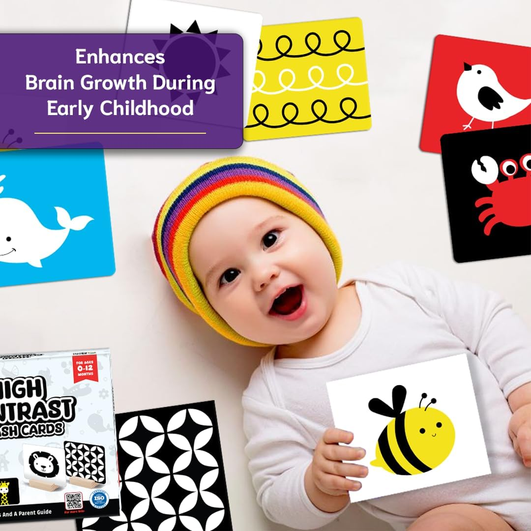 High Contrast Flashcards for 0-12 Months - Black, White & Primary Colors for Visual Stimulation | 60 Large Pictures for Newborn Babies & Infants, Gifts, Travel Friendly image number 6