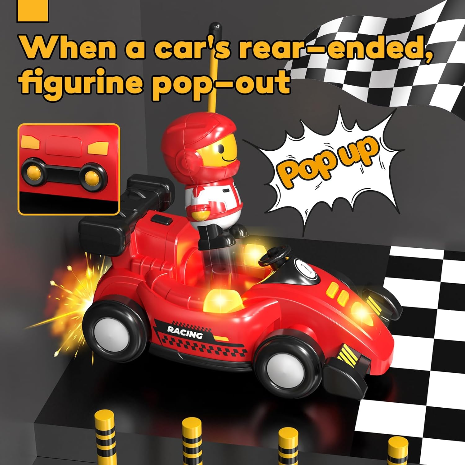 Lehoo Castle Remote Control Car, Toys for 2 Year Old Boy, Pop-Up RC Race Car 2 Year Old Boy Toys, Gifts for 2 Year Old Boys with Lights & Music image number 6