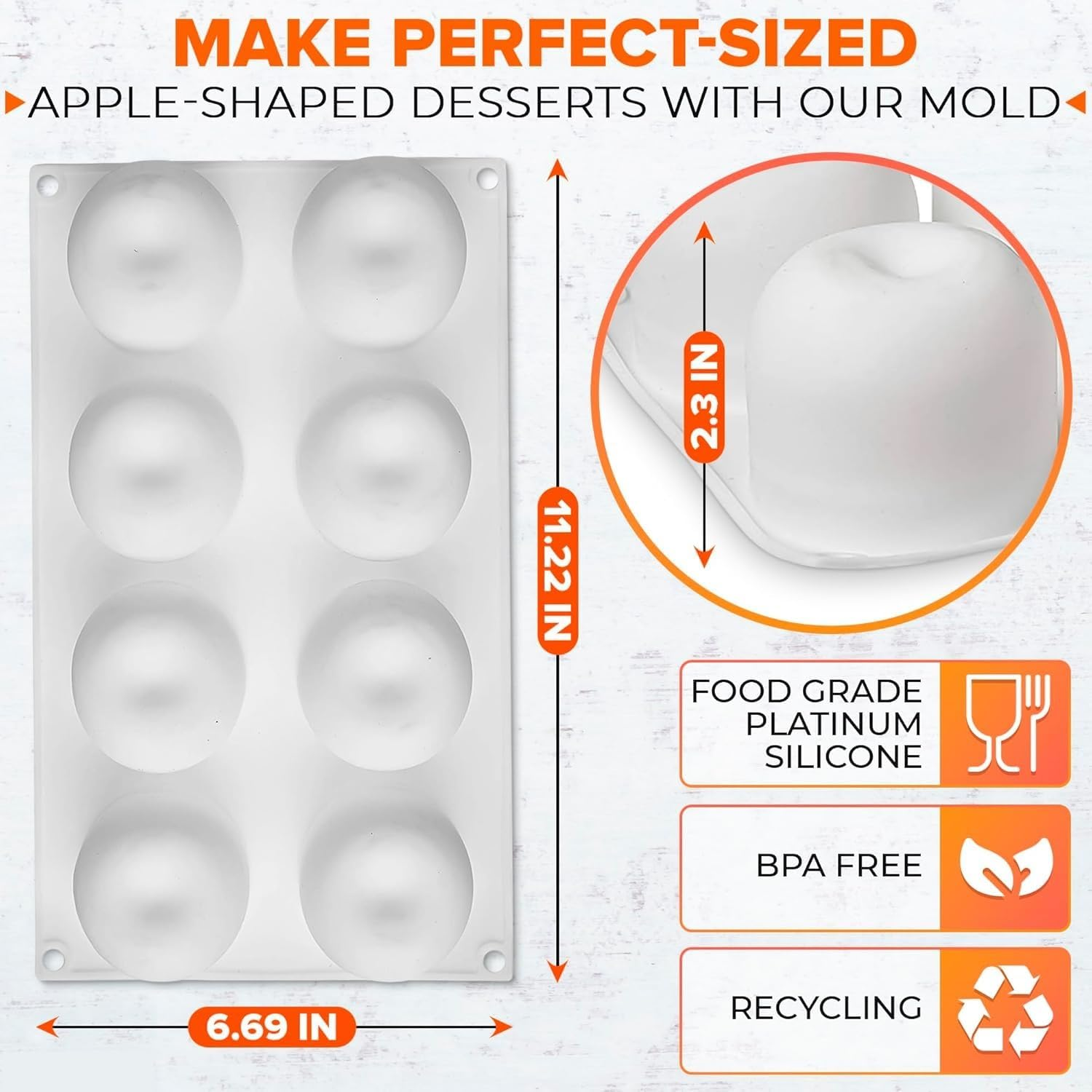 Shape Decorating Tools Bakeware Dessert Cake Baking Cupcake Silicone Mousse Apple Mold image number 4