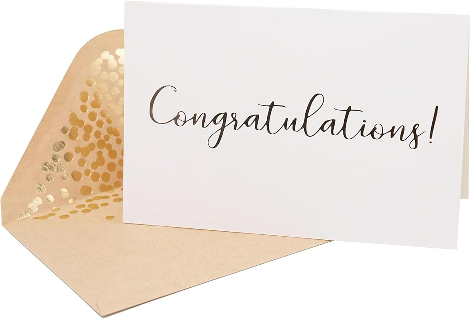 50Pcs Congratulations Cards with Envelopes, 4"X6" Elegant Greeting Cards with &lsquo;&rsquo;Congratulations&rsquo;&rsquo; Embossed in Gold Foil Letters, Kraft Envelopes Congrats Cards for Engagement Graduation Wedding (White) image number 2