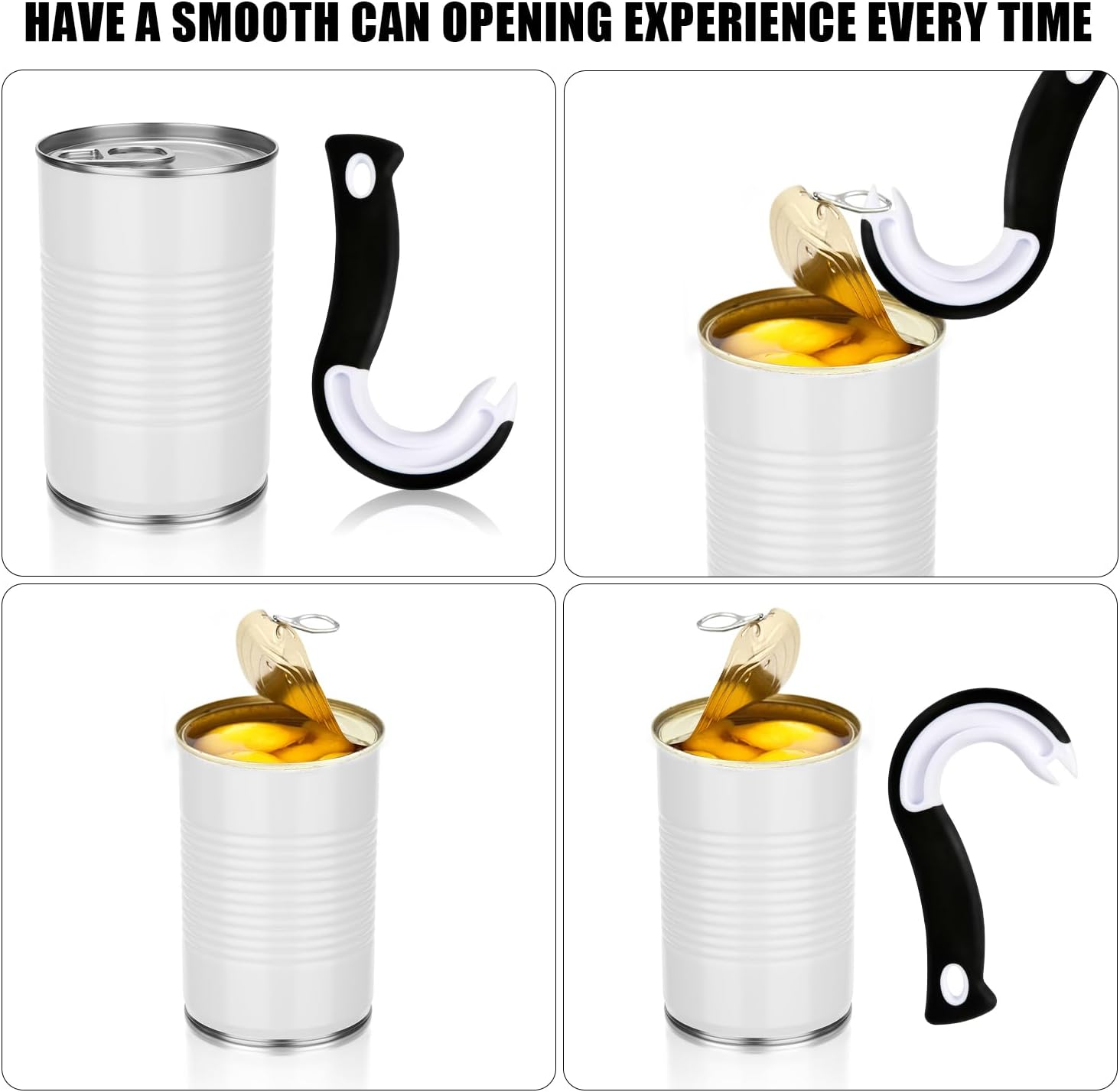 Easy Open Ring Pull Can Opener, J Hook Can Opener Pull Tab No-Slip Rubber Grip Jars Can Lid Lifter Manual Ring Top Soda Tin Bottle Opener Tool for Seniors, Children, Weak Hands image number 4