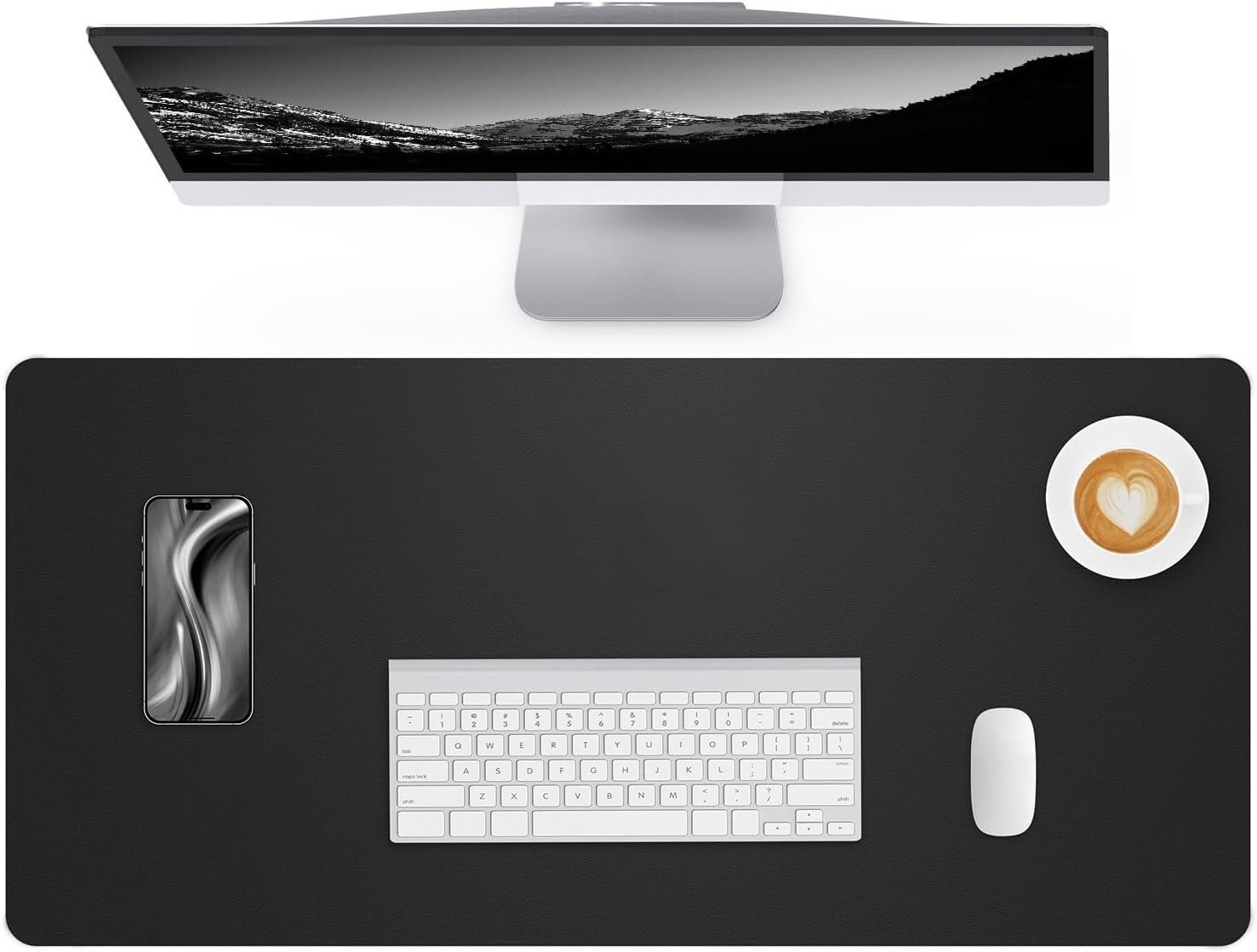 Crazy Horse Leather Desk Mat Large Mouse Pad Laptop Computer Desk Pad Protector Non-Slip Waterproof Table Blotter Desktop Writing Pad for Office and Home (Beige, 80X40Cm)