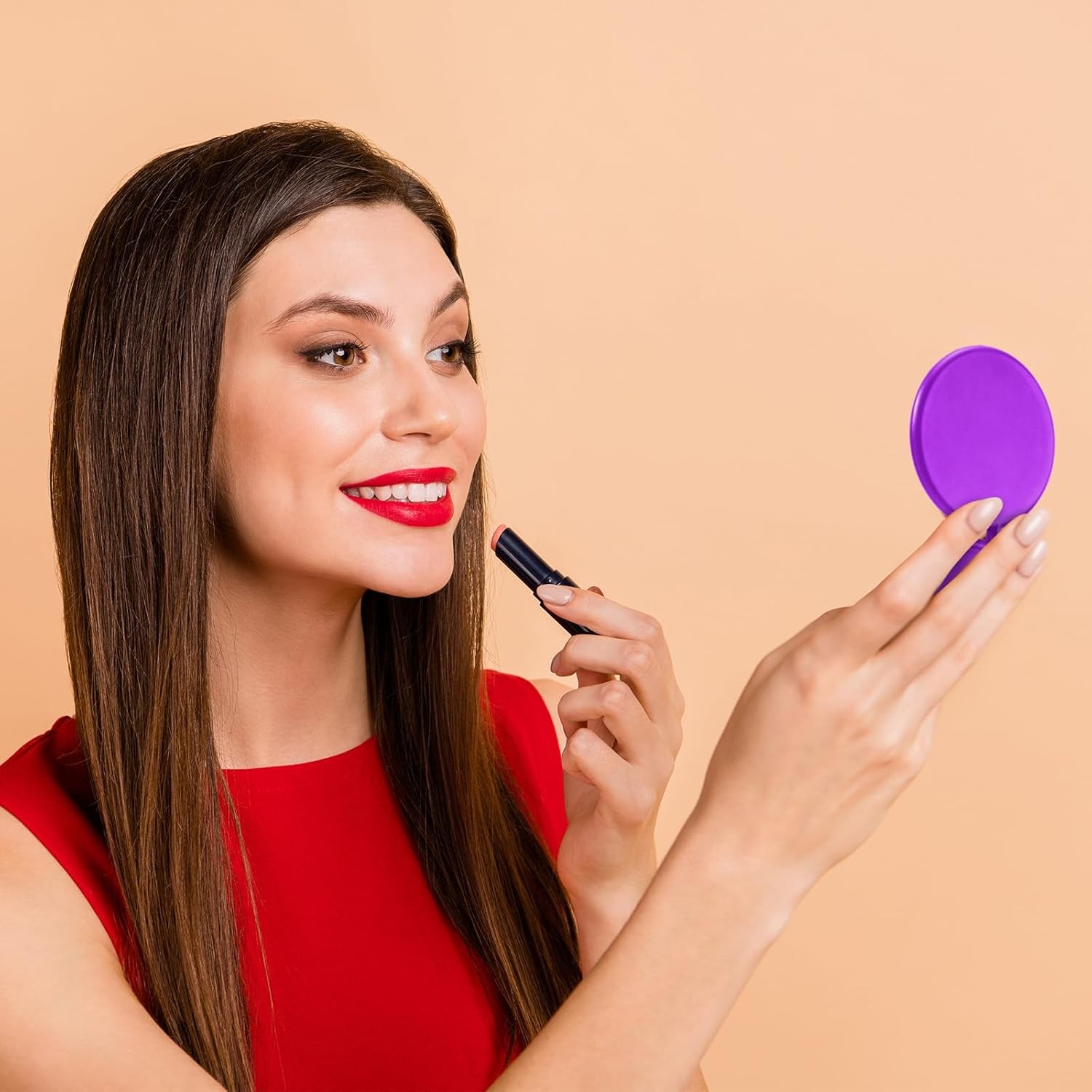 Yalikop 72 Pcs Compact Mirror Bulk Portable round Makeup Mirror Mini Foldable for Purse Women Travel Daily Use Mother&lsquo;S Day Gifts (Purple,Pink) image number 4