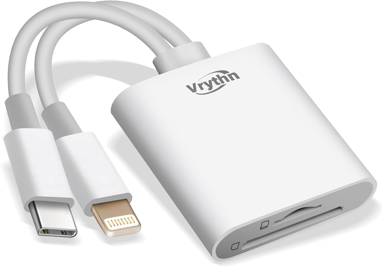 Lightning to SD Card Reader for Iphone/Ipad, Vrythn Memory Card Reader with Dual Slot for SD/TF Card Plug and Play, SD Card Viewer Lightning to Microsd Camera Adapter-St/Tf Card Reader image number 1