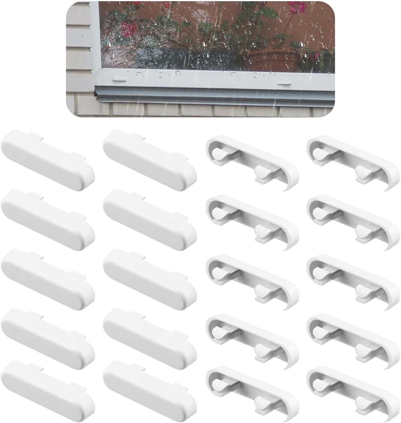 Xinghonyac 20 Pcs Weep Hole Covers, Window Drainage Cover Caps, Drainage Caps, Window Sill End Caps, Windows Sill Cover Hole Suitable for UPVC Window Fittings (White)