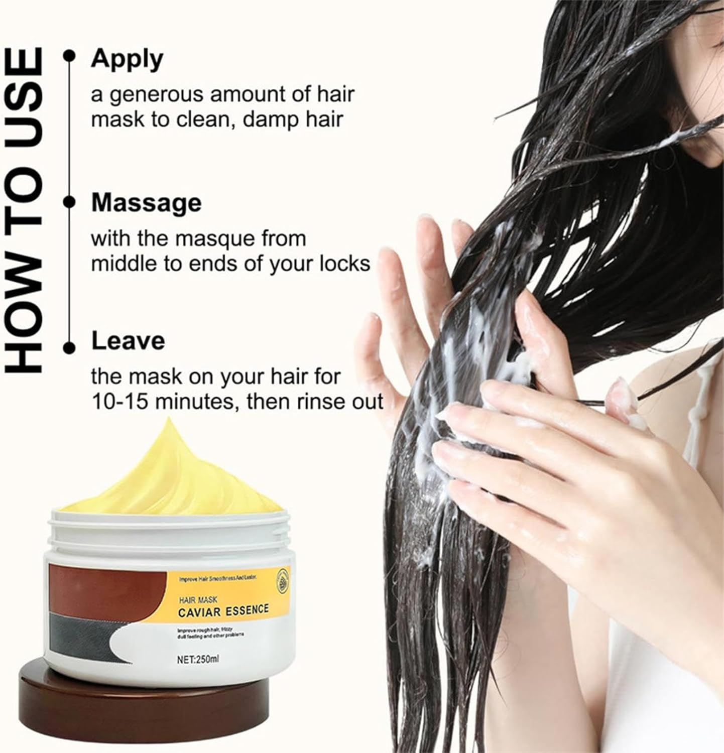 Caviar Essence Collagen Hair Mask,Collagen Hair Mask for Dry Damaged Hair,Restores Shine and Smoothness to Hair - 1Pcs image number 4