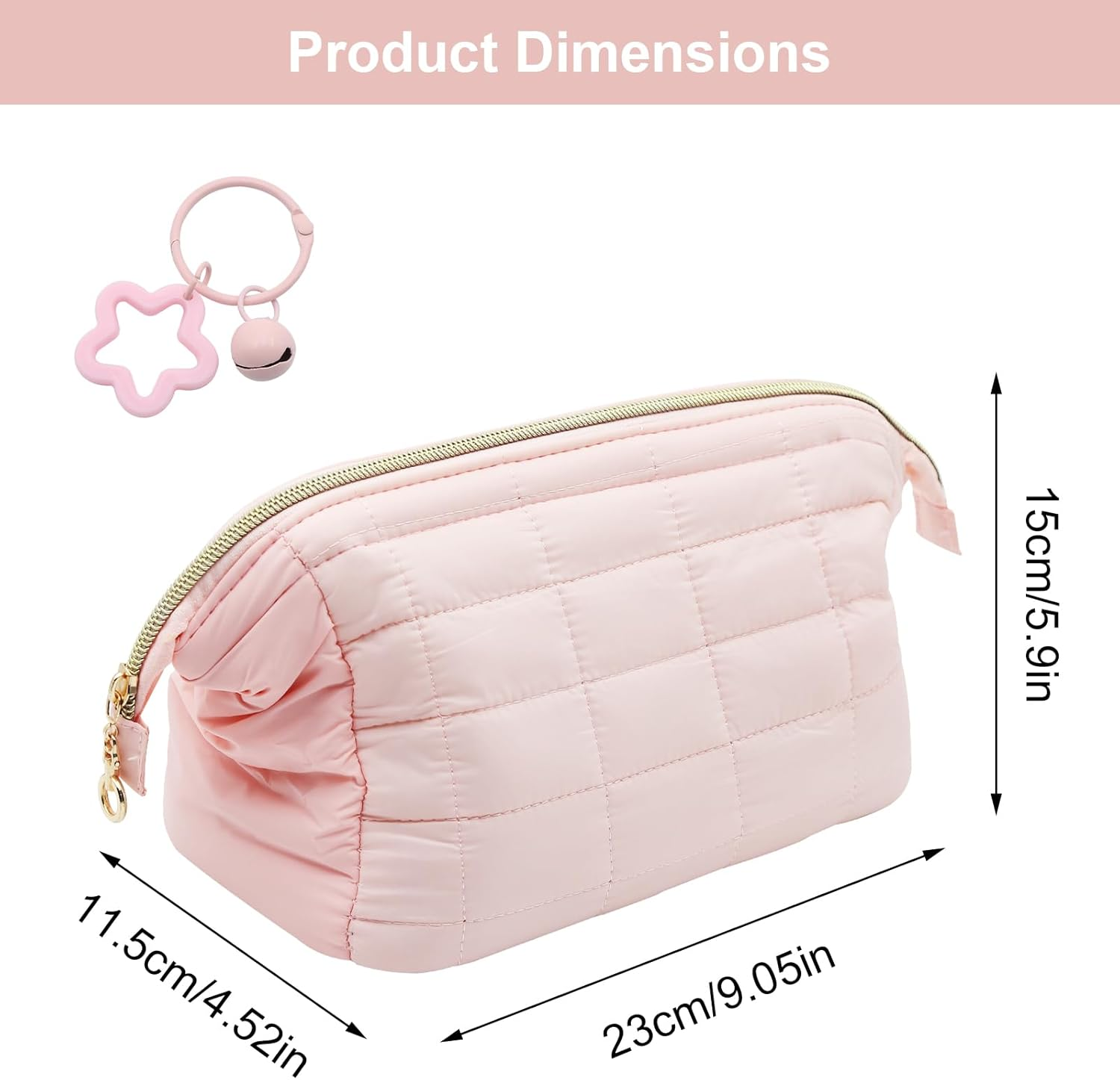 VOSSOT Make up Bag Travel Cosmetic Bag Women'S Toiletry Bag Makeup Bag Wide Opening Toiletry Bag Large Capacity Portable Cosmetic Bag Wash Bag with Star-Shaped Bell Pendant