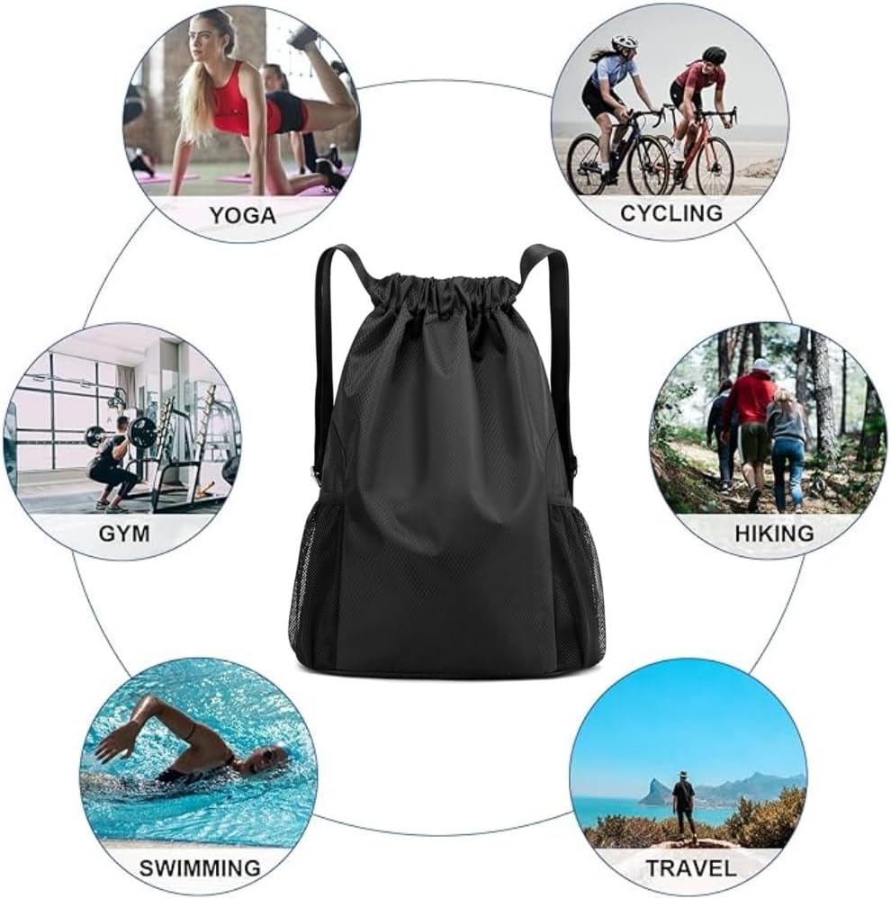 Fabselection Drawstring Bags Bulk Water Resistant String Sport Gym Shoulder Bag Travel Organizer for Outdoor Hiking ﻿ image number 4