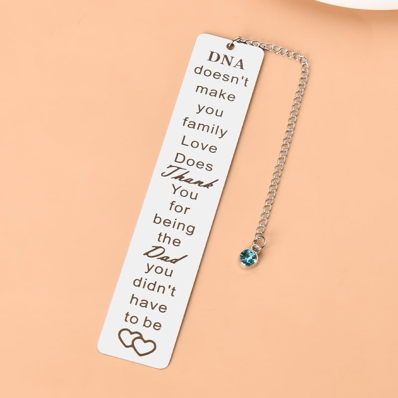 Father Day Gifts for Step Dad Birthday Gifts for Stepdad Bonus Dad Gift from Daughter Son Dad Thank You Gifts for Men Step Father DNA Doesn'T Make You Family Love Does Bookmark Engraved Gifts for Dads image number 2