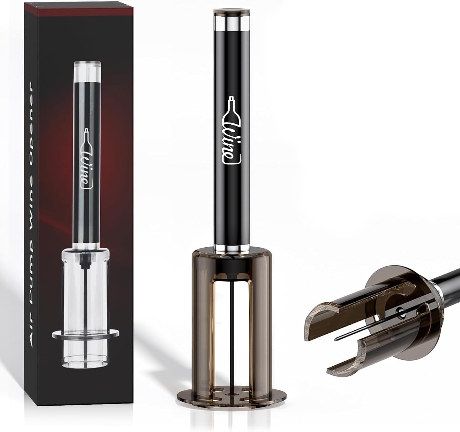 Marchpower Air Pressure Pump Wine Bottle Opener for Removing Cork, Professional Handheld Portable, 7S Quick Opening for Home Gift Party Valentine'S Day, No Damage Cork, Effortless, Silver