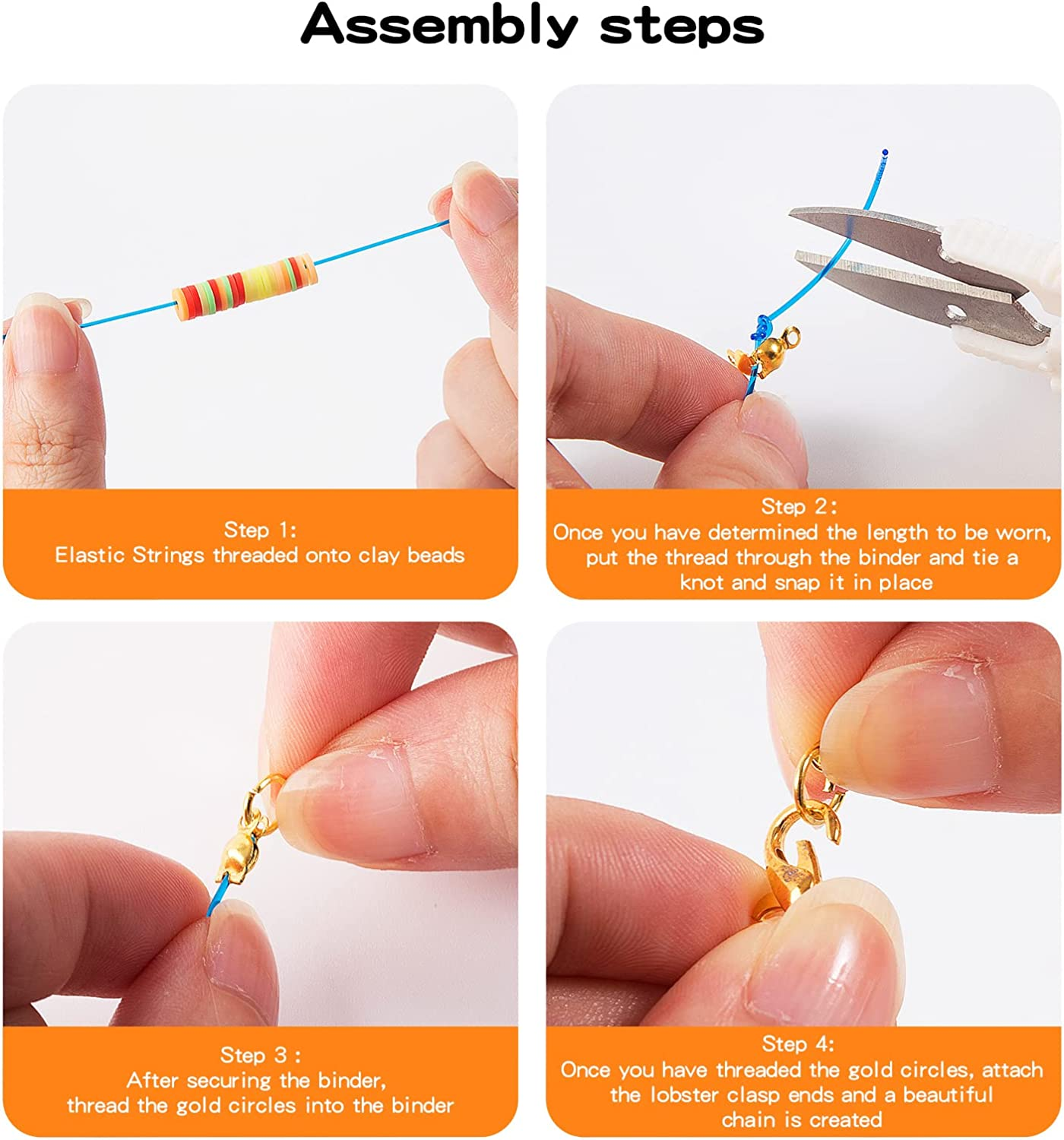 Clay Beads for Jewelry Bracelet Necklace Making Kit, Coxedafi 13600 Pcs Flat round Polymer Clay Beads with Elastic Strings Pendant Charms Kit image number 3