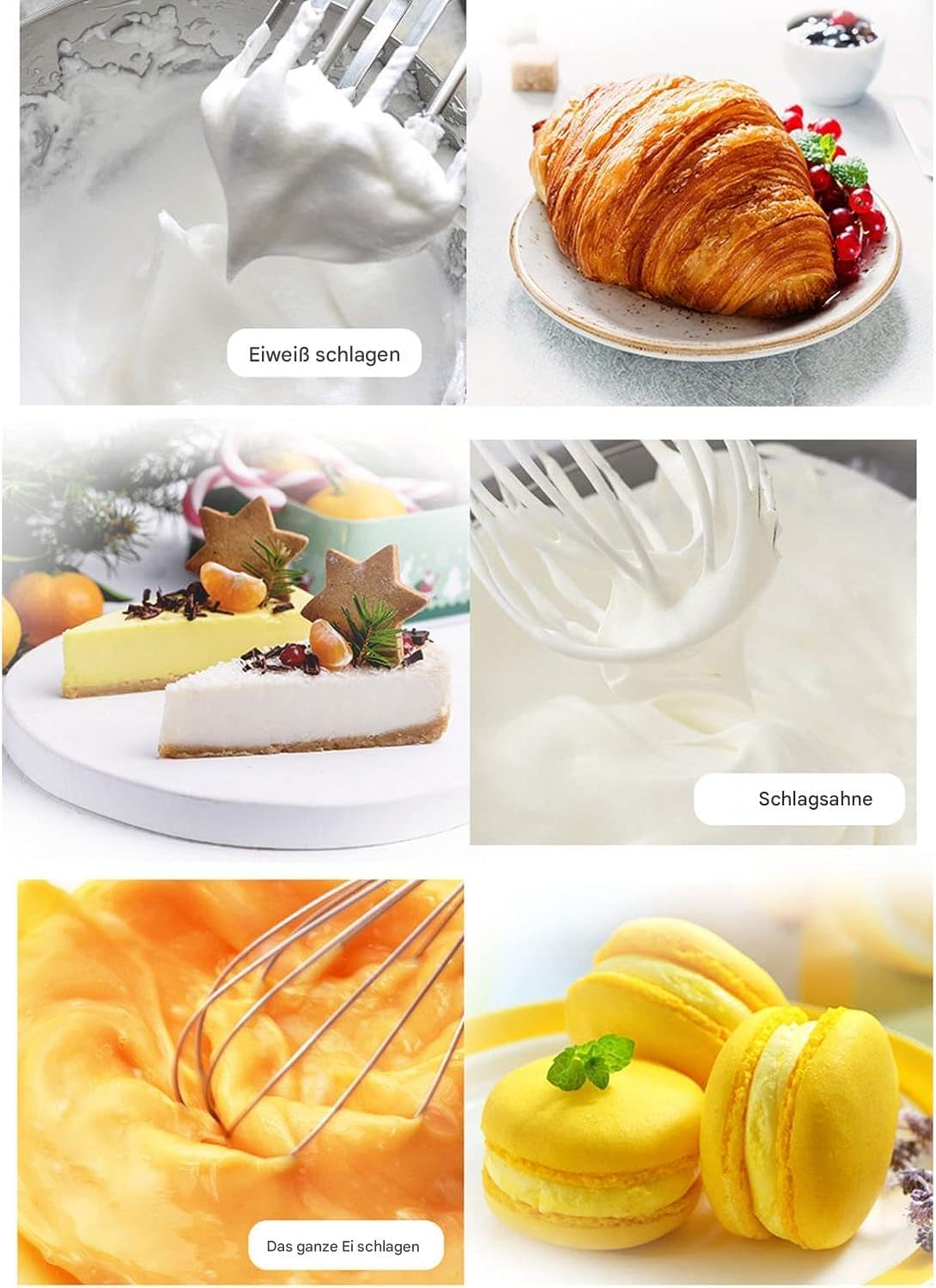 Uadme Mini Electric Whisk, 20 W Low Power Handheld Kitchen Mixer Automatic USB Rechargeable Portable Wireless Hand Mixer Electric for Sauce Cake Egg Cream (Green) image number 2