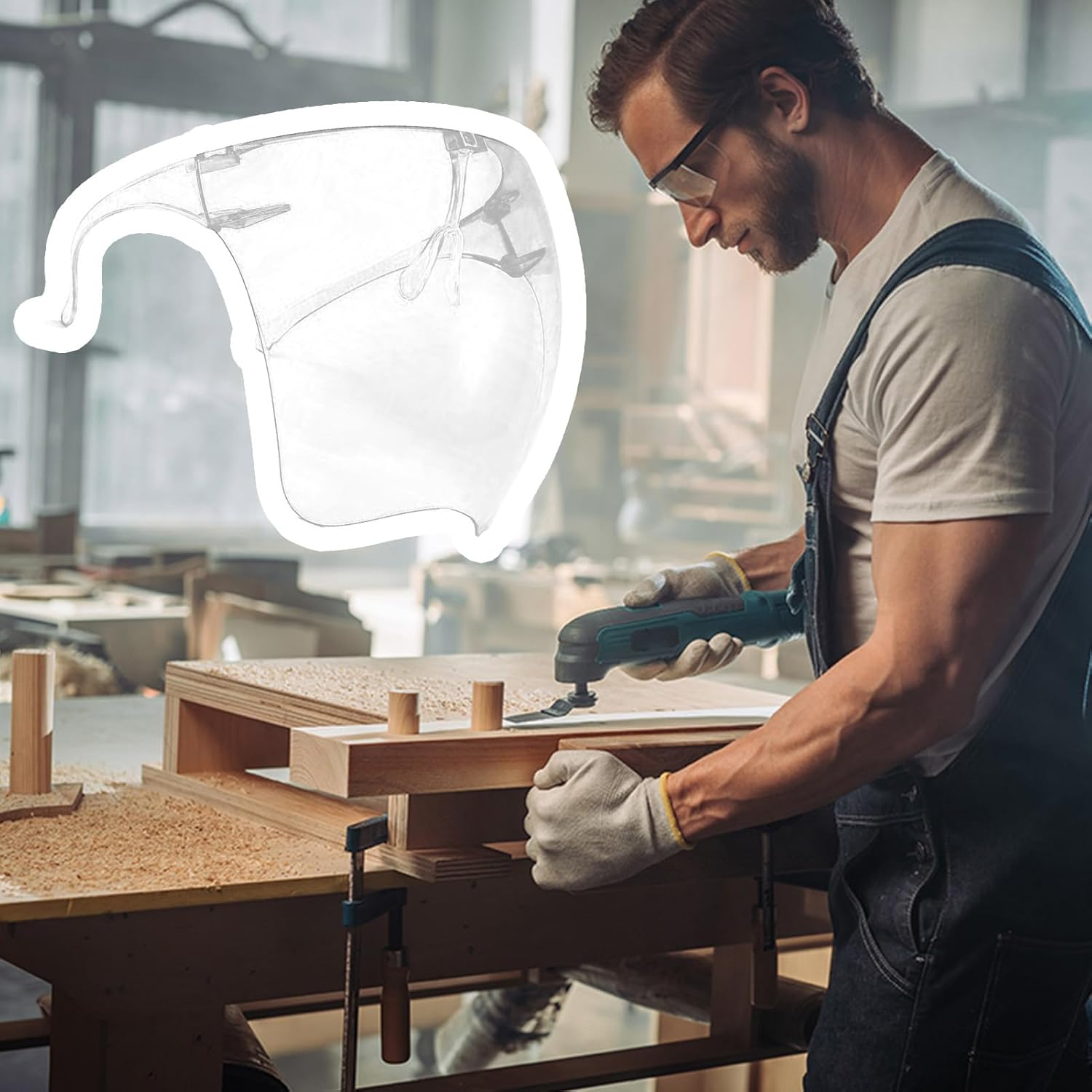 Safety Goggles - Face Shield for Grinding and Cutting | Lightweight Facial Cover anti Scratch Eye Protection for Men, Women & Cooking - Gray image number 6