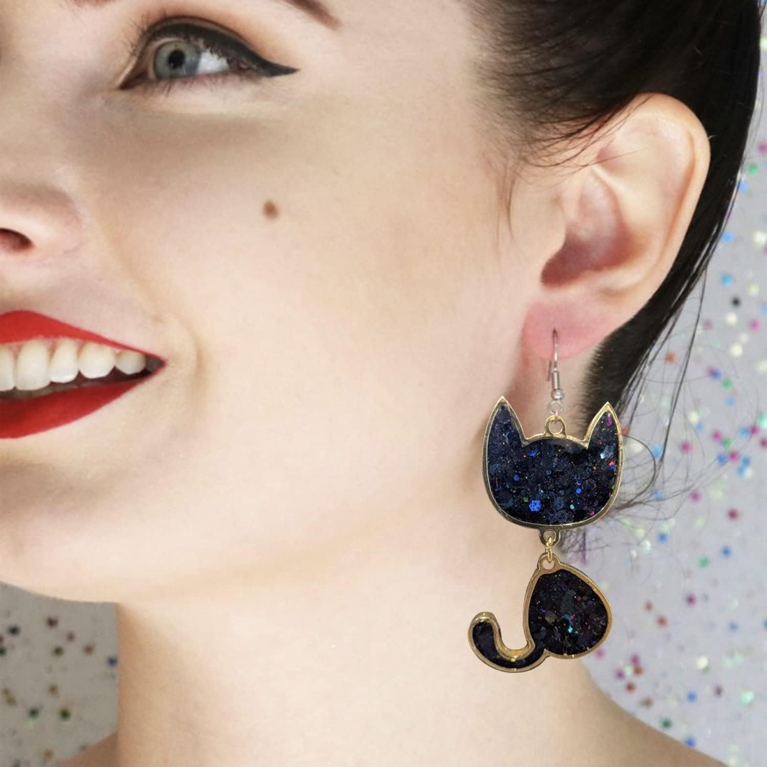 JEMESI Holographic Chunky Glitter, Black 100 G Chunky Sequins Glitter, Craft Glitter for Resin, Face, Nail, Body, Crafts, Slime Festival Party Art, Glitter Powder for Nails Glitter image number 4