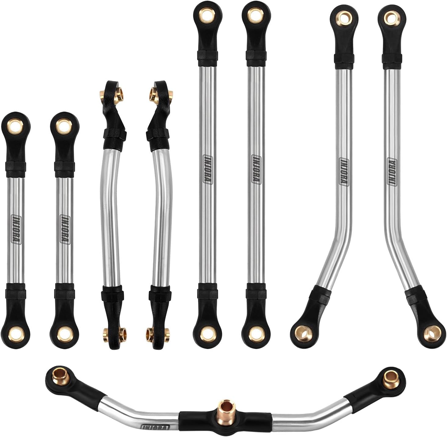 INJORA Stainless Steel Steering Link & High Clearance Chassis Links Set for 1/18 RC Crawler TRX4M High Trail K10 F150 image number 2