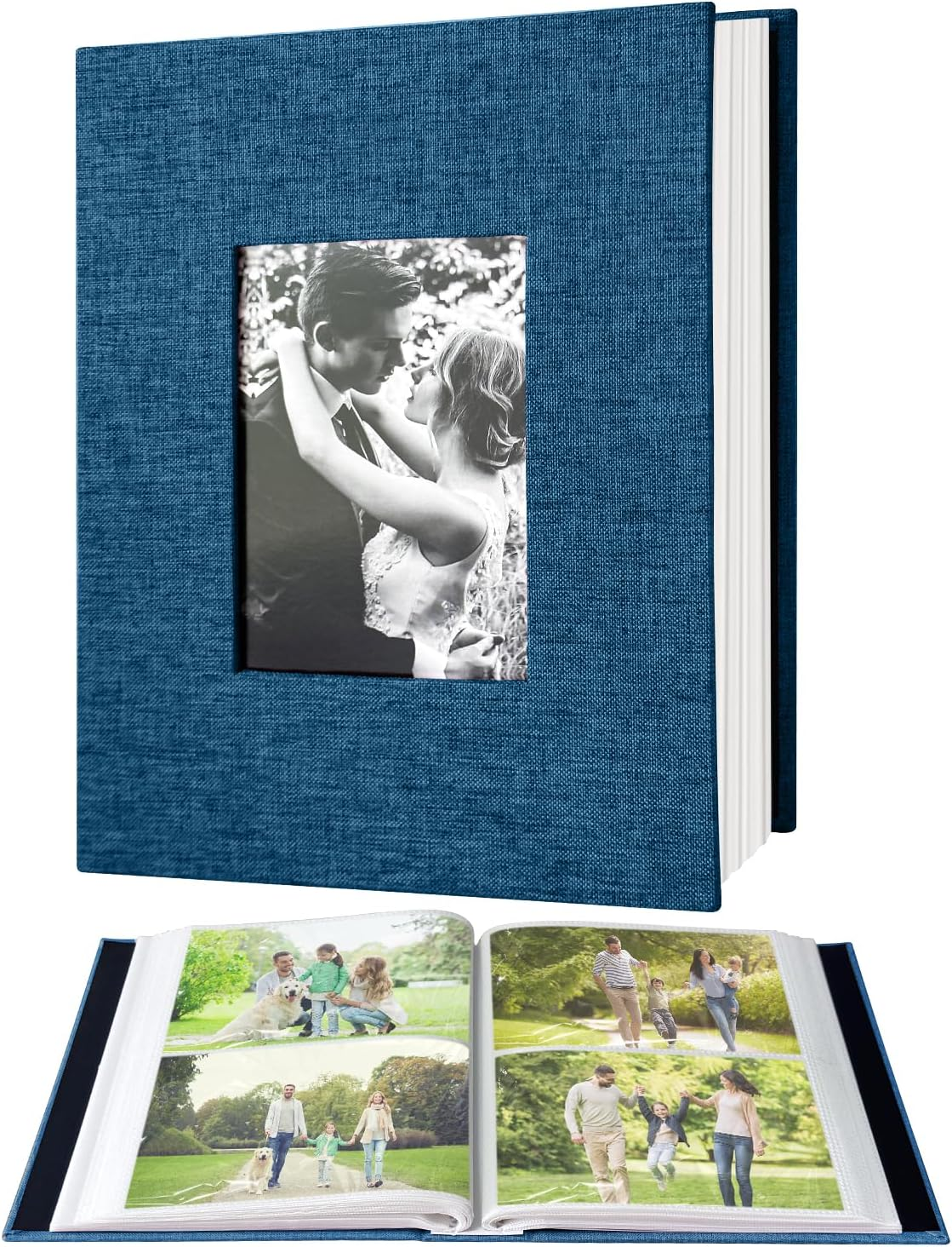 200-Pocket Photo Album 4X6 - Slip-In Picture Album with Linen Cover & Display Window, Vertical Photo Book for Wedding, Family, Baby, Anniversary & Vacation Memories (Holds 200 Photos) image number 2