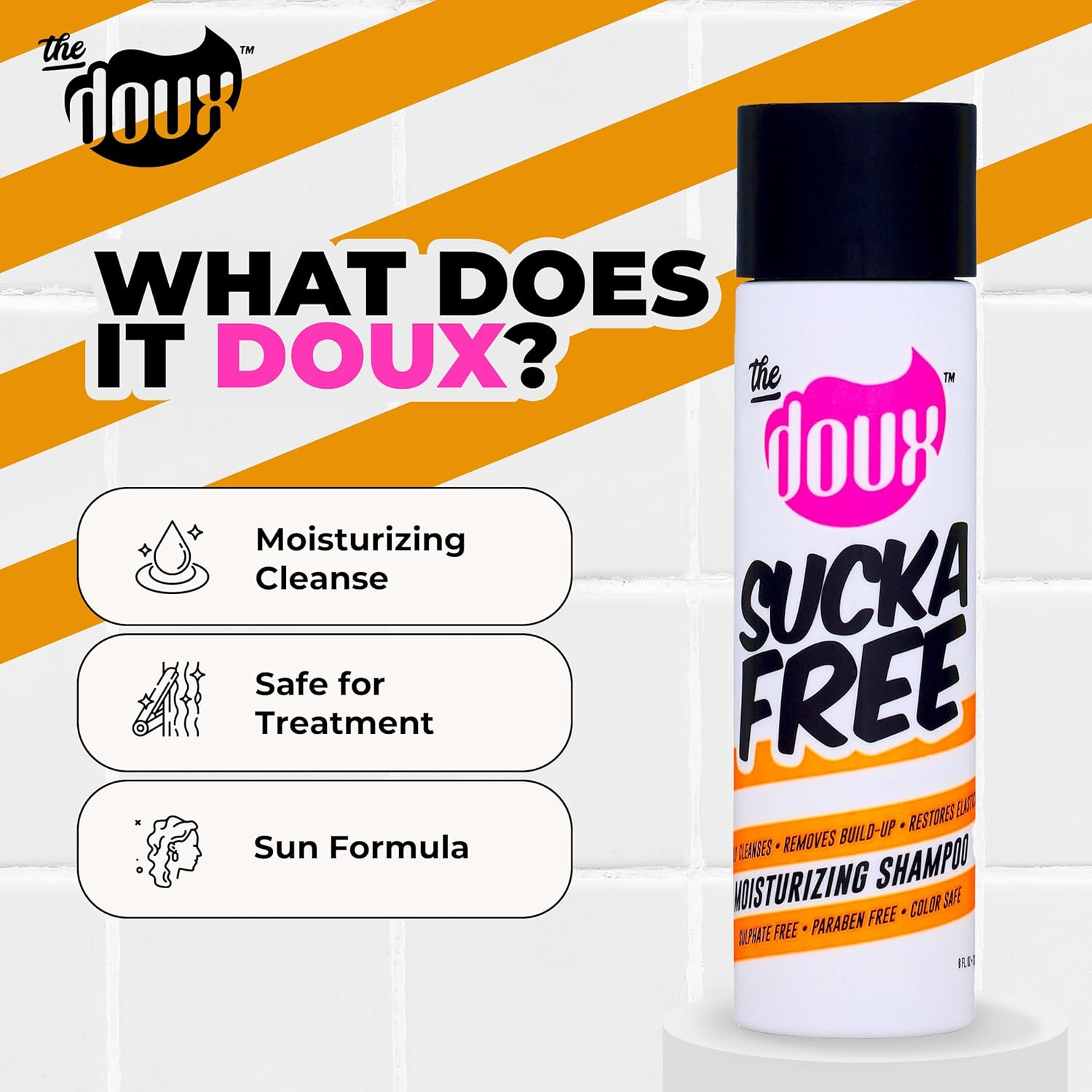 The Doux SUCKA FREE Moisturizing Shampoo for Curly Hair &ndash; Sulfate-Free Hair Shampoo for Women with Shea Butter, Aloe & Silk Amino Acids &ndash; Shea Moisture Alternative for Natural & Color-Treated Hair