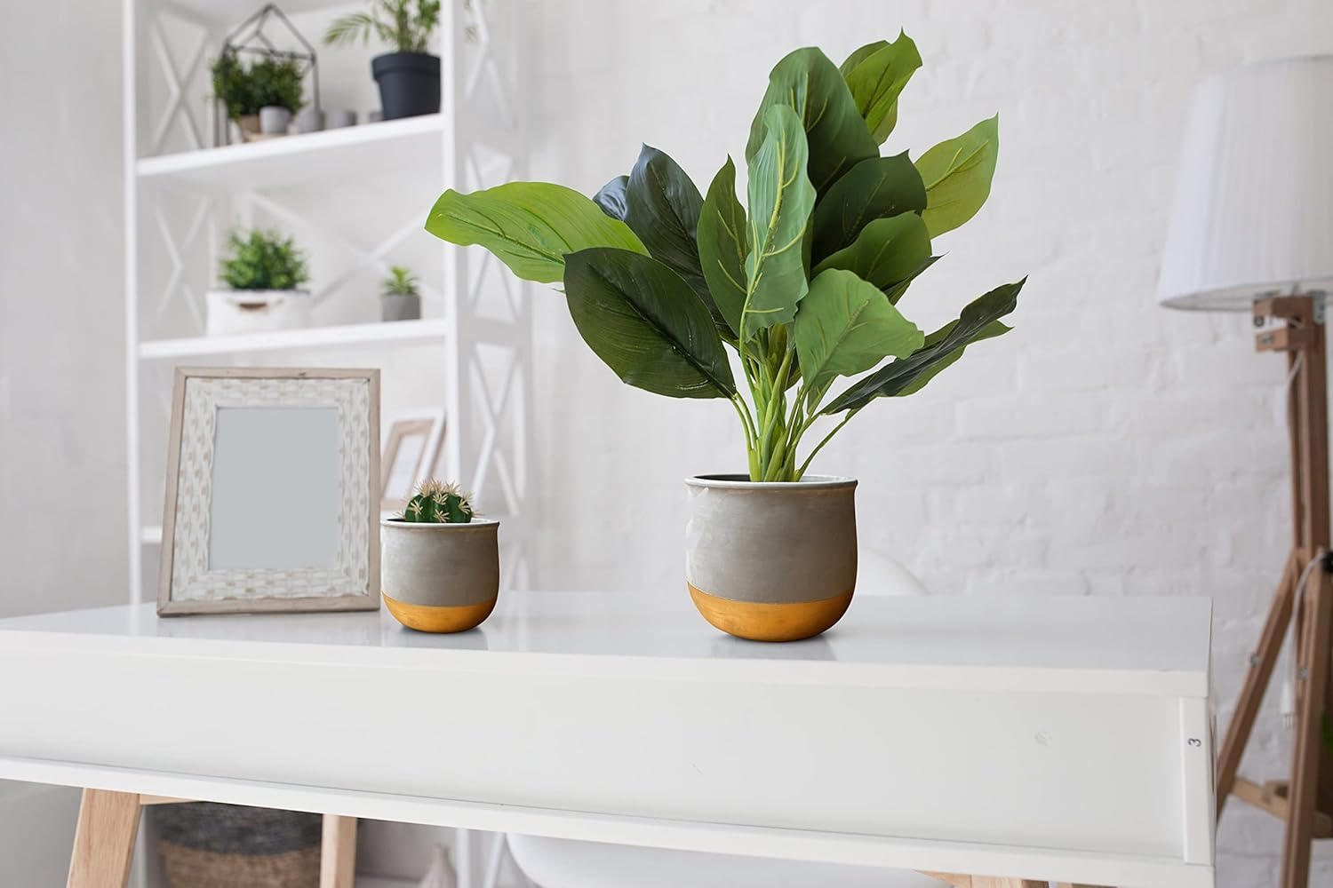 Olly & Rose Gold Dip Ceramic Plant Pot Set 2 Indoor Planters 17Cm + 12Cm Outdoor Flower Pots Cement Plant Pots image number 3