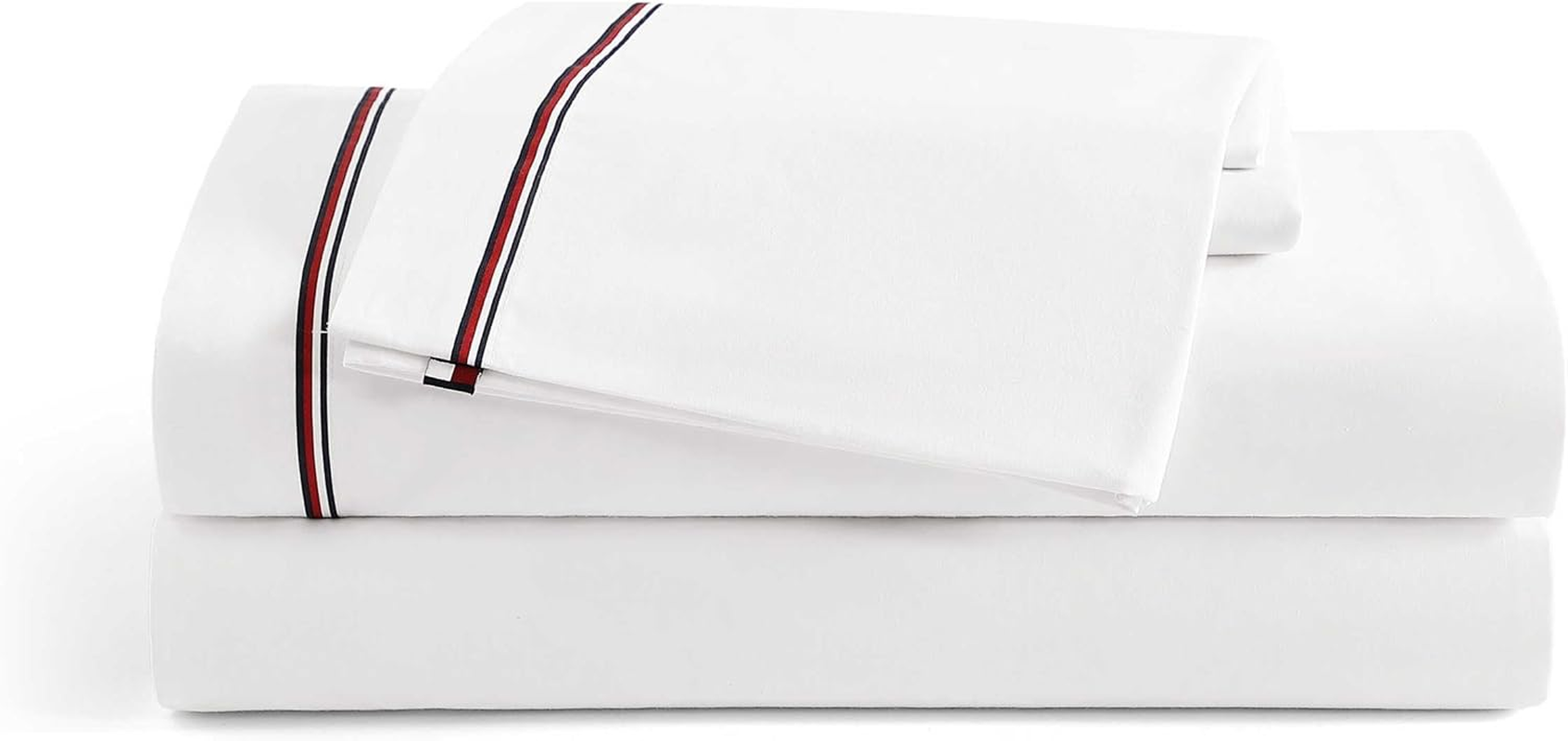 Tommy Hilfiger - Sheet Set, Cotton Washed Percale Bedding with Matching Pillowcases, Crisp & Cool, Solid Home Essentials (Ivory, King)