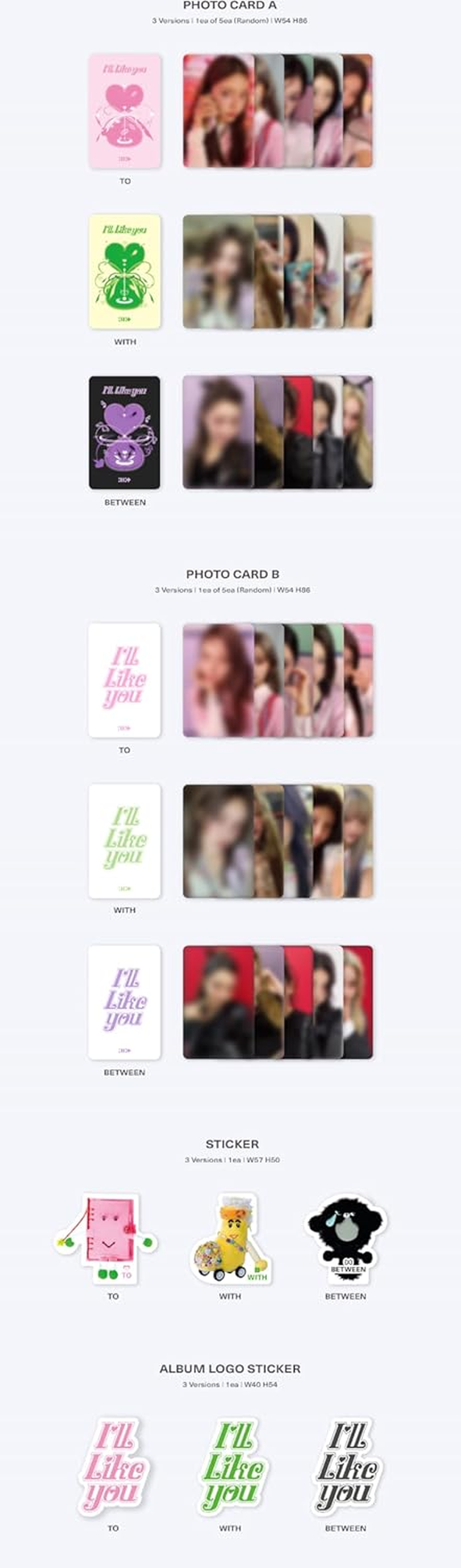 ILLIT I'Ll like You 2Nd Mini Album Standard between Version Cd+Photobook+2P Photocard+2Ea Sticker+1P ID Photo+Tracking Sealed