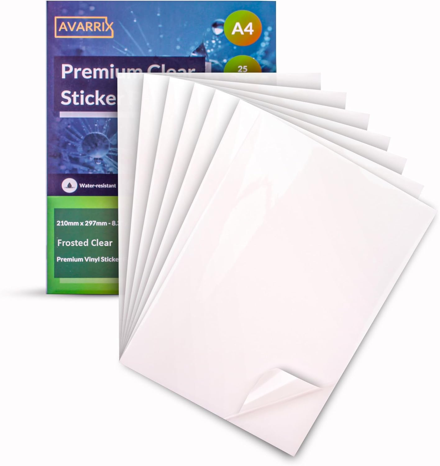 Avarrix Australia Printable Vinyl Sticker Paper for Inkjet & Laser Printer, Frosted Clear Glossy, 10 Sheets, A4 Size, Glossy Transparent Self Adhesive Sheets, Waterproof A4 Sticker Paper for Printer image number 6