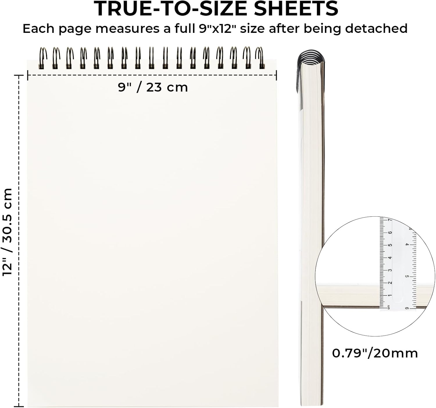 Ohuhu Sketch Book - 230Mm X 305Mm Bamboo Paper Top Spiral Bound Sketch Pad - 100 Sheets Sketching Book (79Lb/110Gsm) - Acid Free Art Sketchbook Drawing Painting Writing Paper