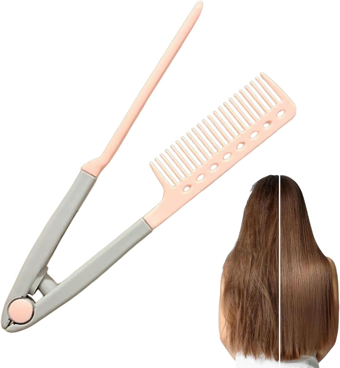 Thick Hair Straightening Comb | Long Thick Hair Straightening Comb V Type - Wet Dry Hairdressing Anti-Frizz Tool for Home Salon Hotel Dorm Long Trips