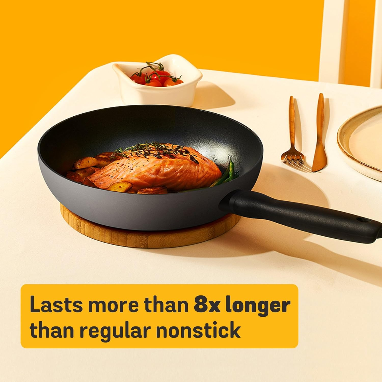 Meyer Bauhaus Non Stick Cookware 20/24/28Cm Frying Pan Triple Pack, Skillet Pack, Pots and Pans, Induction Compatible, Dishwasher Safe, Oven Safe, Sesame Grey