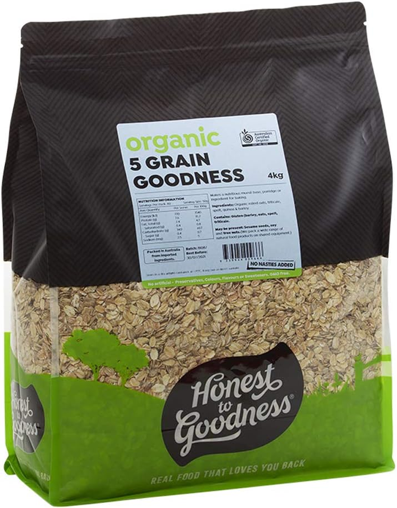 Honest to Goodness, Organic 5 Grain Goodness, 4 Kg - a Unique and Nutritious Blend, Simply Steamed and Gently Rolled to Preserve Their Natural Flavor. image number 3
