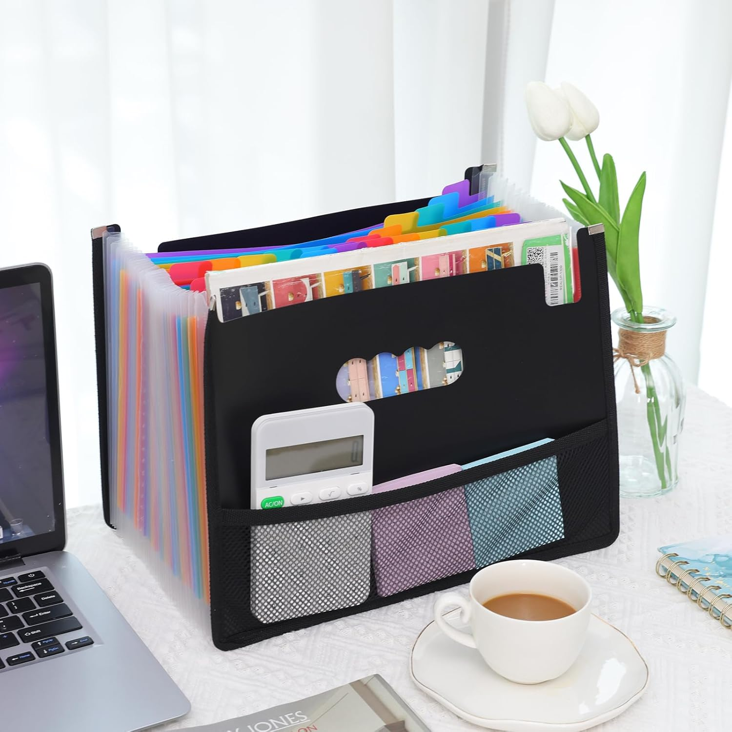 EOOUT 36 Pockets Expanding File Folder, Letter Size Accordion File Organizer with Cloth Edge Wrap Super Large Capacity for Storage Teachers Office and School Supplies image number 6