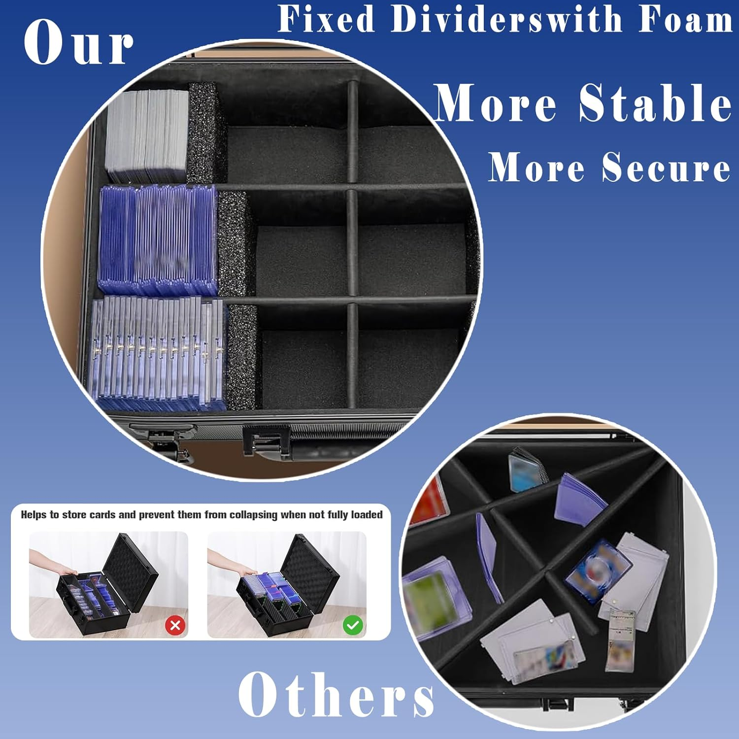 Toploader Storage Box for 3&rdquo; X 4&rdquo; 35Pt Cards &ndash; Hard Card Holder Case with Padlock, Foam Stoppers, Holds 600+ Toploaders &ndash; Rigid Card Case for Sports & Trading Card Collection image number 5